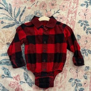 Bass pro shops | 6-9m Red and Black Buffalo Plaid One-Piece Shirt Bodysuit